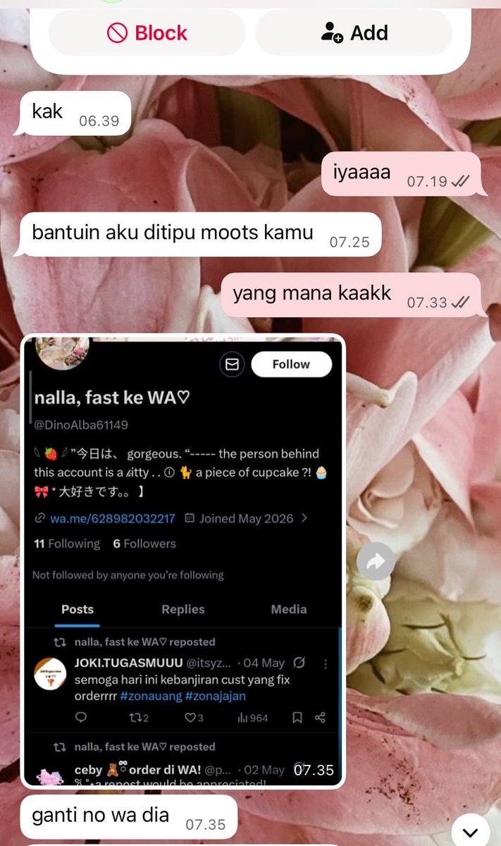 Nadine, @ after dm tweet media