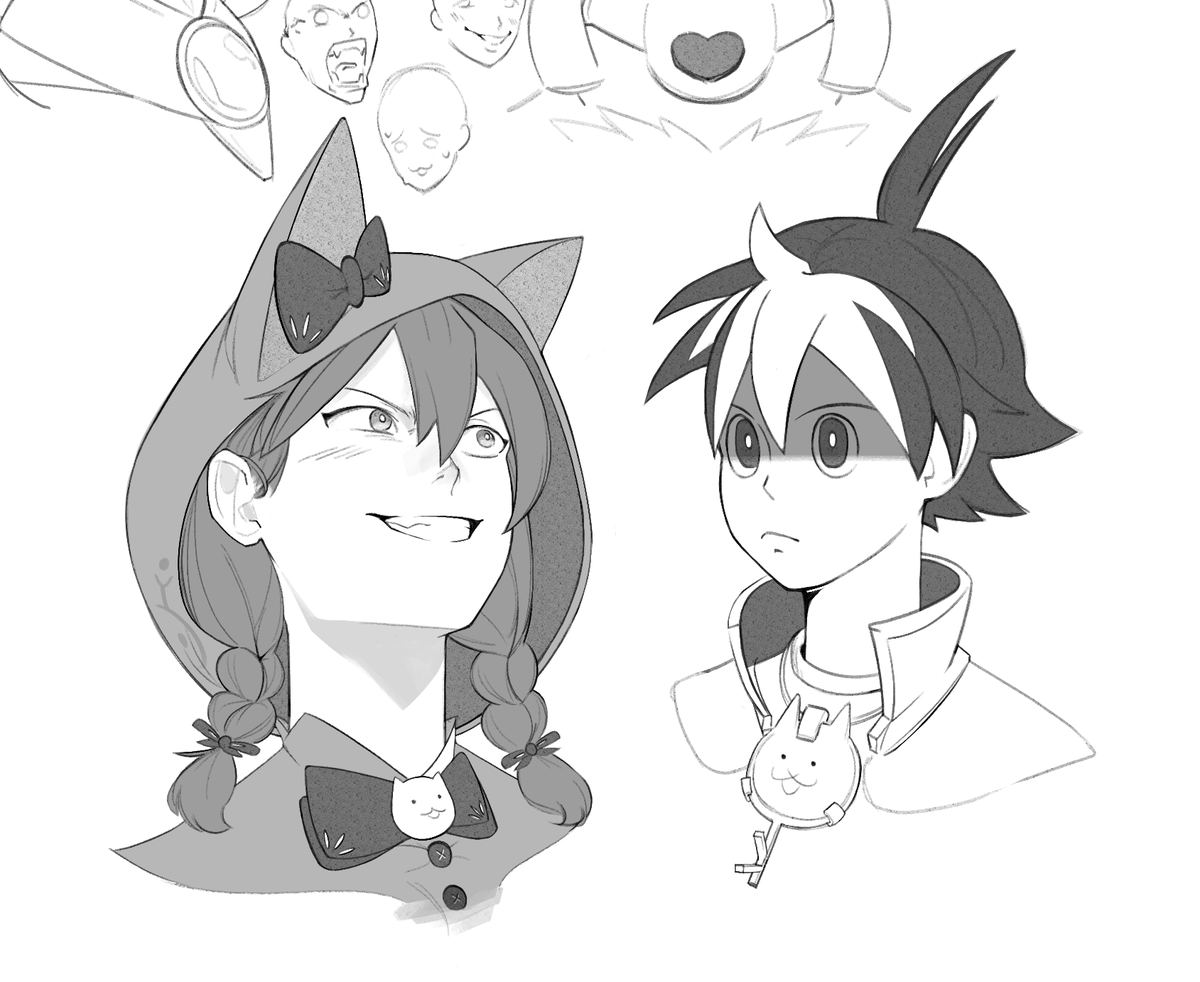 CalebSpaghetti's tweet photo. mina and satoru sketches (if shade one part of mina, then the rest just feels incomplete...)
#thebattlecats #battlecatsfanart https://t.co/XrG2iHJa5x