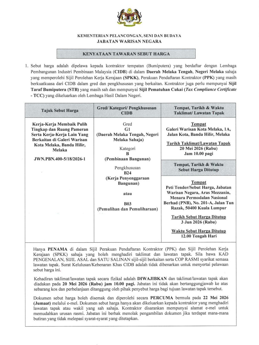 JABATAN WARISAN NEGARA tweet media