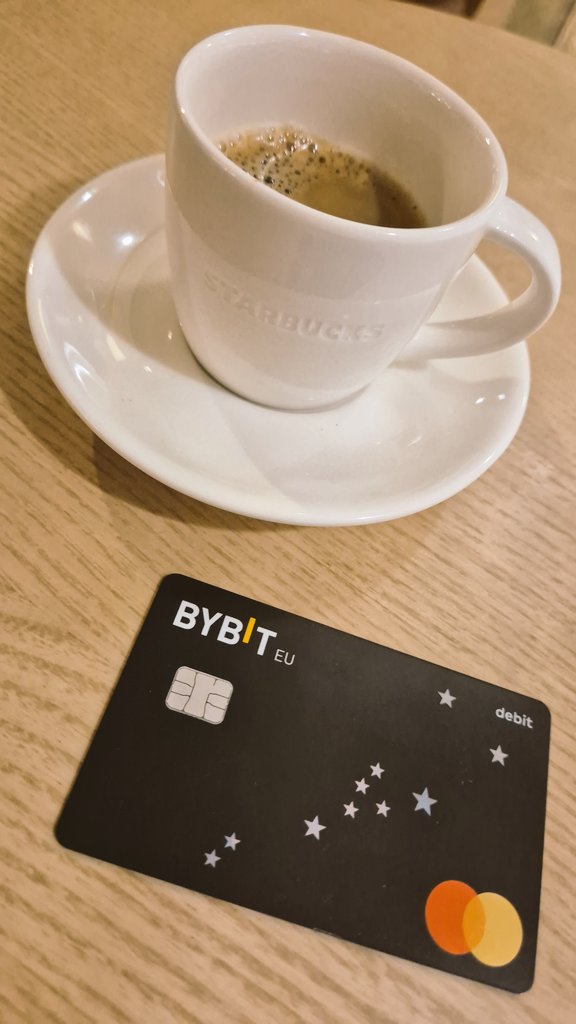 iivocom's tweet photo. Mid-day recharge with a simple Starbucks espresso and a Bybit card that keeps the digital assets liquid. No fuss, just utility. ☕️💳 #intentionalliving #paywithcrypto
​If you're looking for a bridge between crypto and daily spending, try (EU ONLY) : https://t.co/h61ZneIIwN https://t.co/U7OWXjFDxC