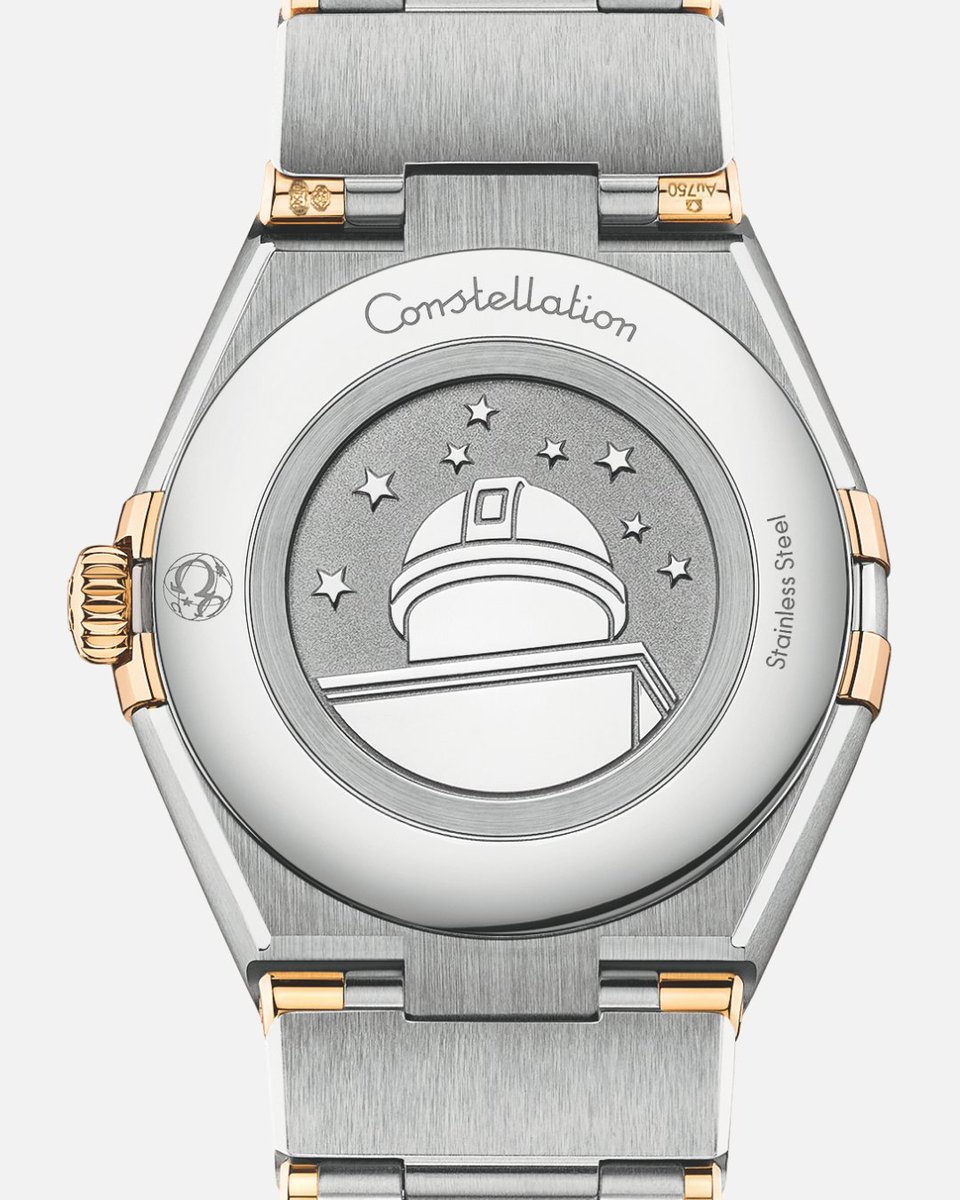 omegawatches's tweet photo. A timeless Constellation blend of stainless steel, 18K yellow gold, diamonds and mother-of-pearl, with the symbolic Observatory medallion on the caseback.

#OMEGA
#Constellation https://t.co/kMlkGnJsPt