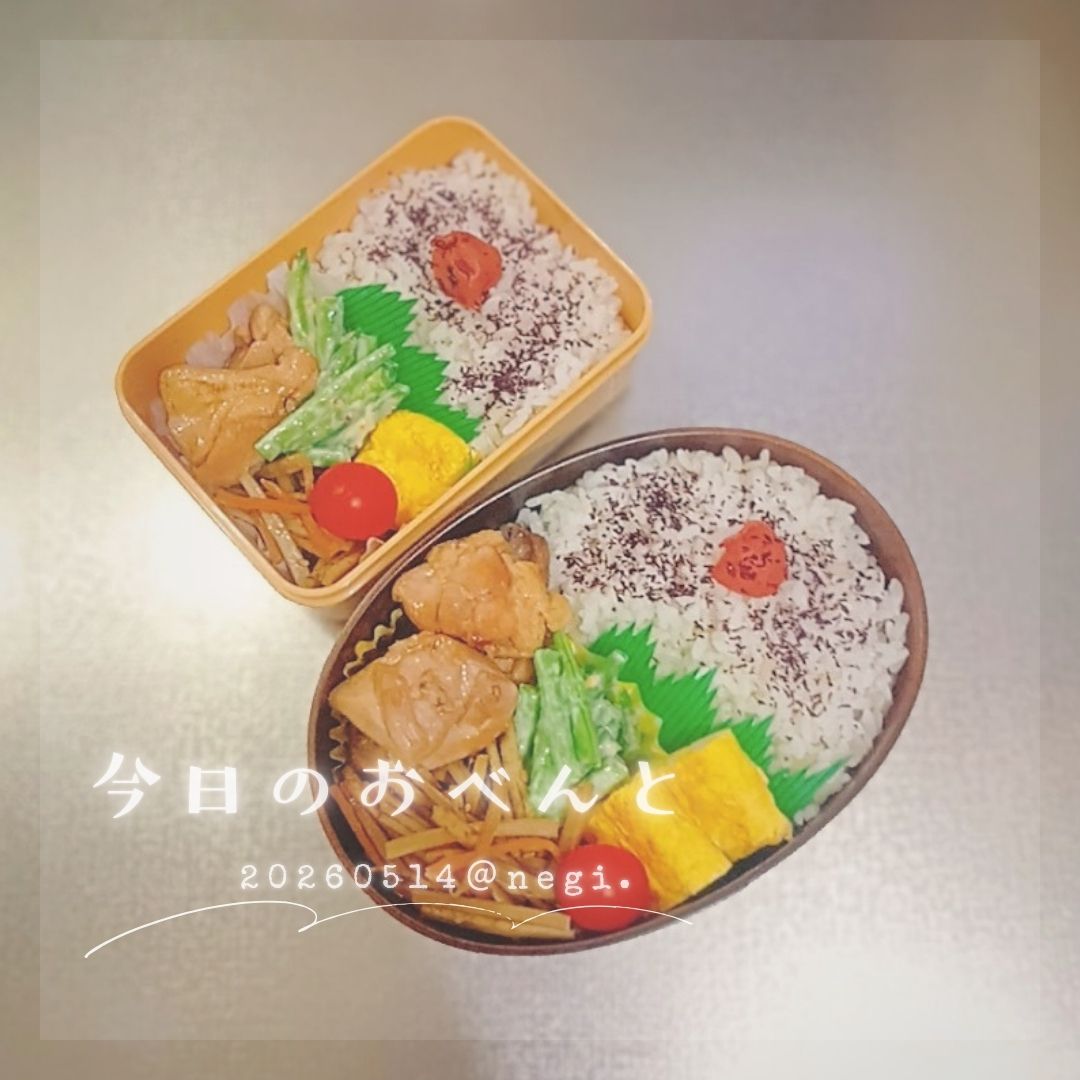 negi_note's tweet photo. おはようございます🍀

◎本日のお弁当
・鶏の照り焼き
・たまごやき
・いんげんのマヨマスタード
・きんぴらごぼう
・プチトマト

#お弁当記録  #地味弁 #節約弁当 #ワンパターン弁当 https://t.co/7D5mngR2Dv