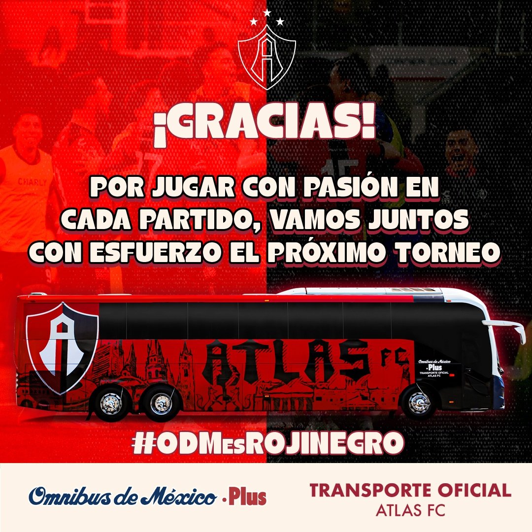 Omnibus_oficial's tweet photo. Gracias por siempre jugar con pasión y determinación ❤️🖤 @atlasfc
Siempre juntos, somos #Rojinegros🦊
Este próximo torneo estaremos listo para darlo todo⚽✨
#ODMesRojinegro🔴⚫ #TransporteOficial🚌 https://t.co/y7NU3e071C