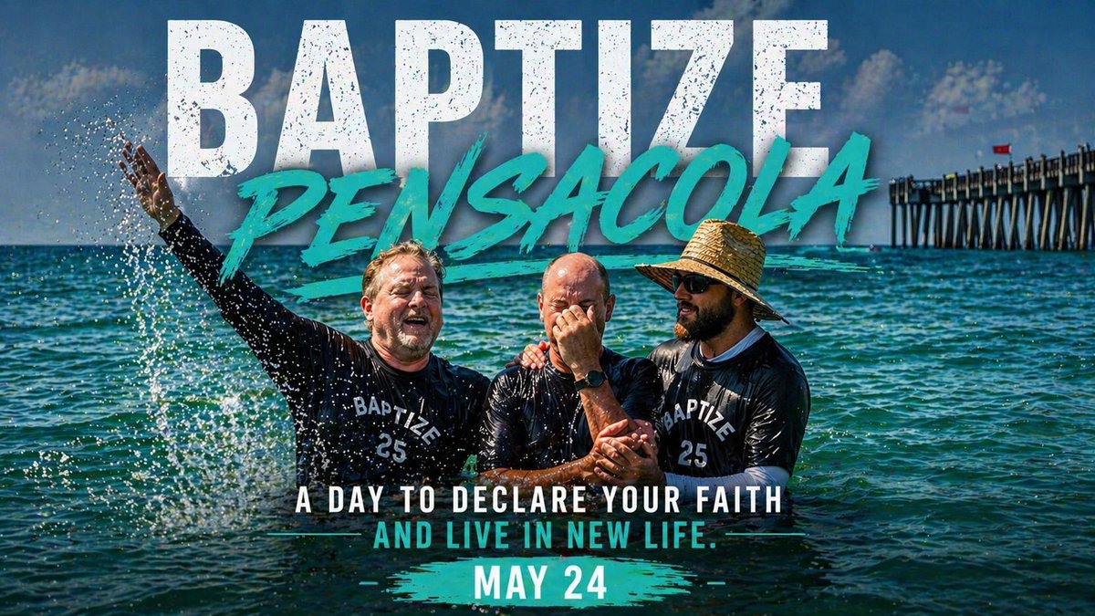 Greglancaster's tweet photo. Have you been thinking about getting baptized?
This is your moment.
Join us at Baptize Pensacola.
📍 May 24 | 9:00 AM
📍 Pensacola Beach
Sign up here: https://t.co/hCQ5fOgoUU
Be Baptized. Volunteer. Celebrate.
#BaptizePensacola #BaptizeAmerica #NextStep #FollowJesus #FaithJourney #PensacolaBeach #ChristianFaith #Obedience #JesusIsLord
