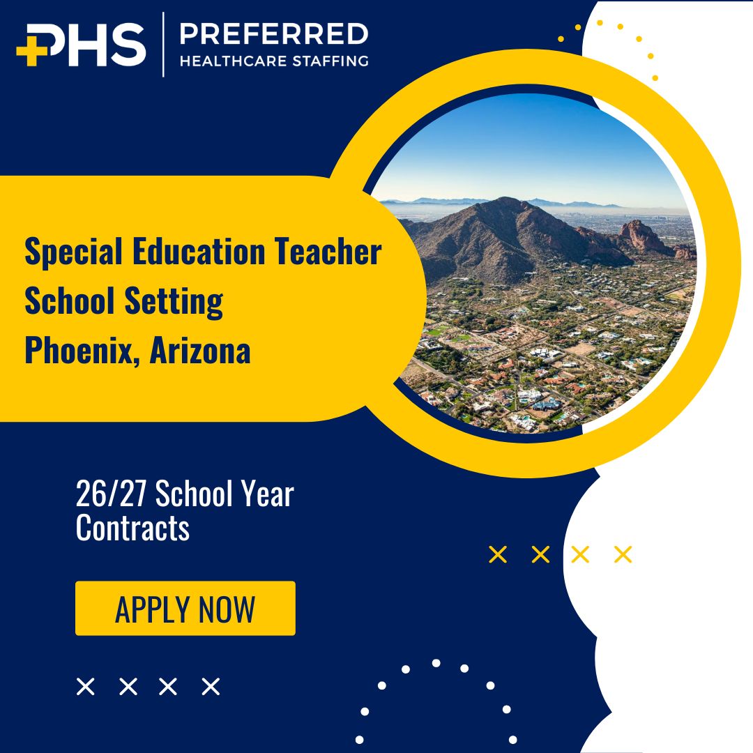 PrefdHealth's tweet photo. Needed: Special Education Teachers for positions in Phoenix, Arizona 🌵☀️🦎

Interested? Call or text Leia at (858) 810-8662 or email Leia@MyPreferred.com.

Or apply online at: https://t.co/YCwZ0rn9ZU https://t.co/lu5OHP6UXO