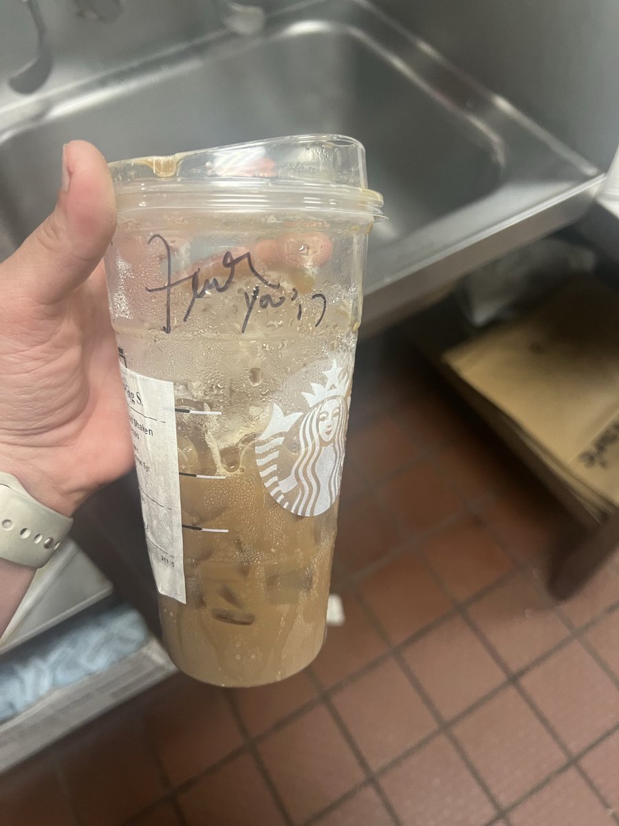 springashaw's tweet photo. why did my @Starbucks cup look like it says “fuck you” on it 😭😭😭 https://t.co/UmwPiQ6qaR