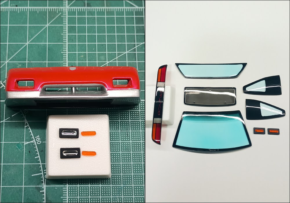 worksY3F's tweet photo. 【MPC 1/25 '87 FIERO GT】
この子、リトラのライト本体はボディ側にあるけどカバーはフード側に付いてるの。なぜとは聞きません😑
フロントウィンカー部を自作し、全クリアパーツの塗装&amp;お磨きが終了です。 https://t.co/vZluxBAWbe