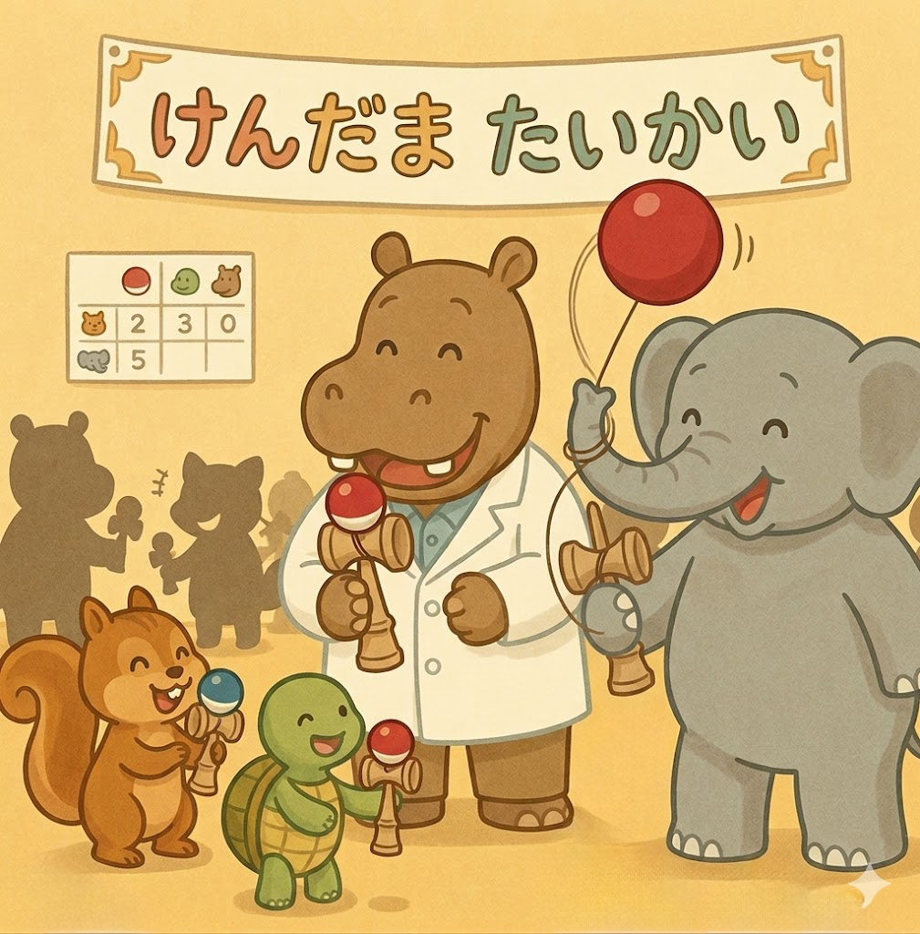 ehon_aifa's tweet photo. はみがきしないこだあれ？｜絵本ひろば
 https://t.co/IgHE1GalNJ #絵本ひろば 

5月14日はけん玉の日

カバ先生たち、今日はけん玉大会に参加したよ
優勝できるかな？みんな、がんばれ～！

本編は絵本ひろばでお楽しみください
#けん玉の日
#創作絵本 #AI絵本 #絵本作家さんとつながりたい #あいふぁ https://t.co/pWVrHo1Ece