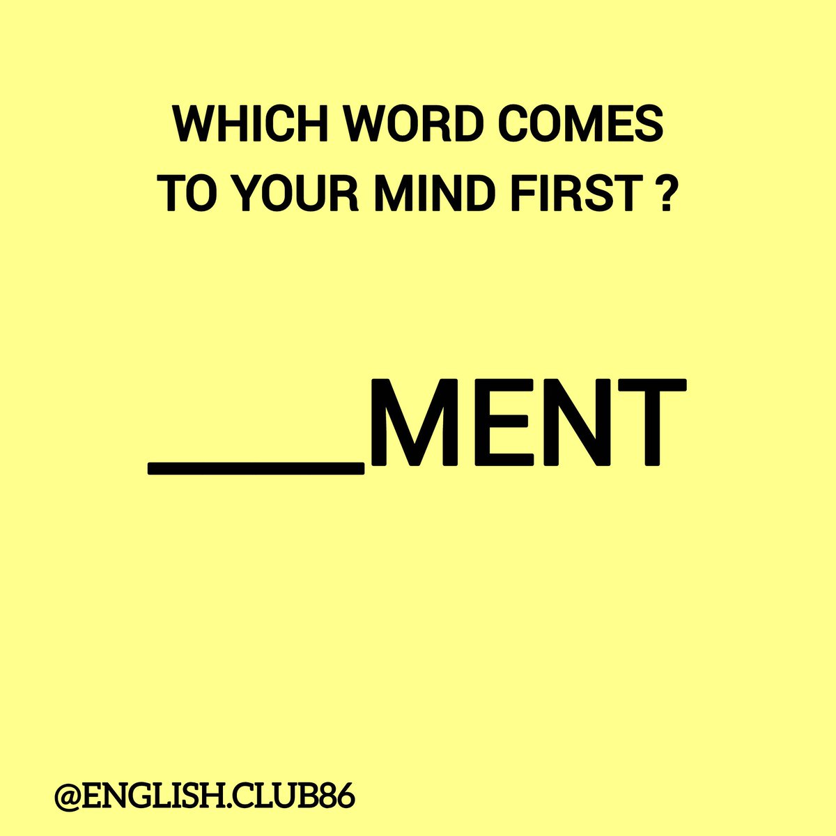 EnglishClub86's tweet photo. Which word comes to your mind first ?
Experience your vocabulary...
Let's learn !
#englishvocabulary #English_club #englishlearning #quiz #pronunciation #words #idiomsinenglish https://t.co/HfIuVYGQct