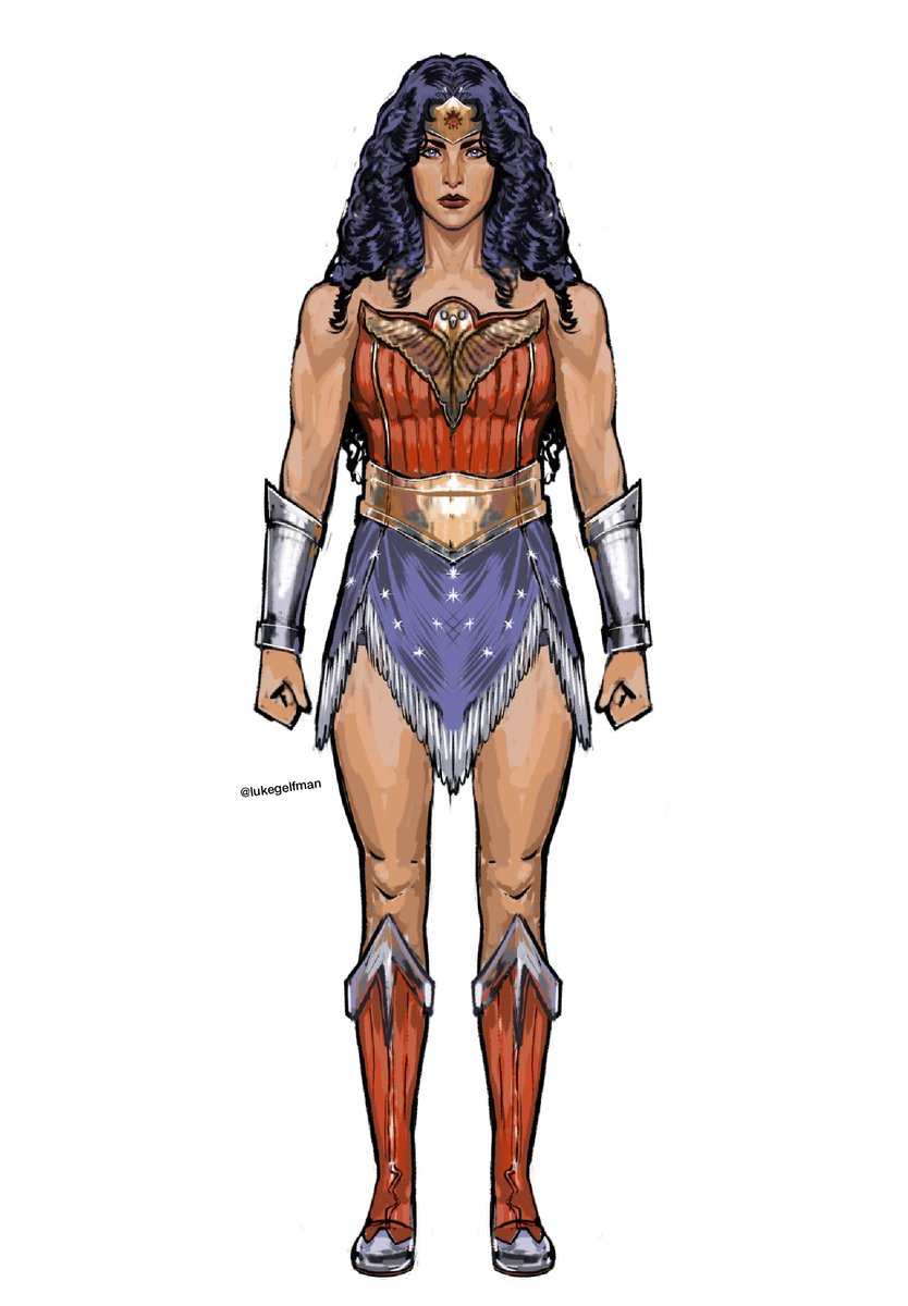 LukeGelfman's tweet photo. Recently read a bit of George Perez's Wonder Woman run. Been trying to read some more of her comics. Did a quick design idea. https://t.co/WjLuaytb97