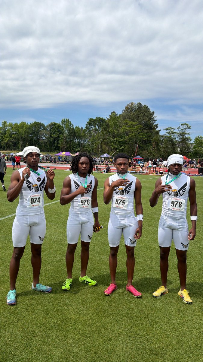 KaydenSylvestre's tweet photo. What a great way to end the season!!! Yesterday I ran a 9.5 split that helped lead me and my brothers to podiumed at the State Championship. We broke the school record for the second time in the 4x1 this season! #gastatechampionship #gottostate 

@BHarrison92 https://t.co/GDTUafF3LF