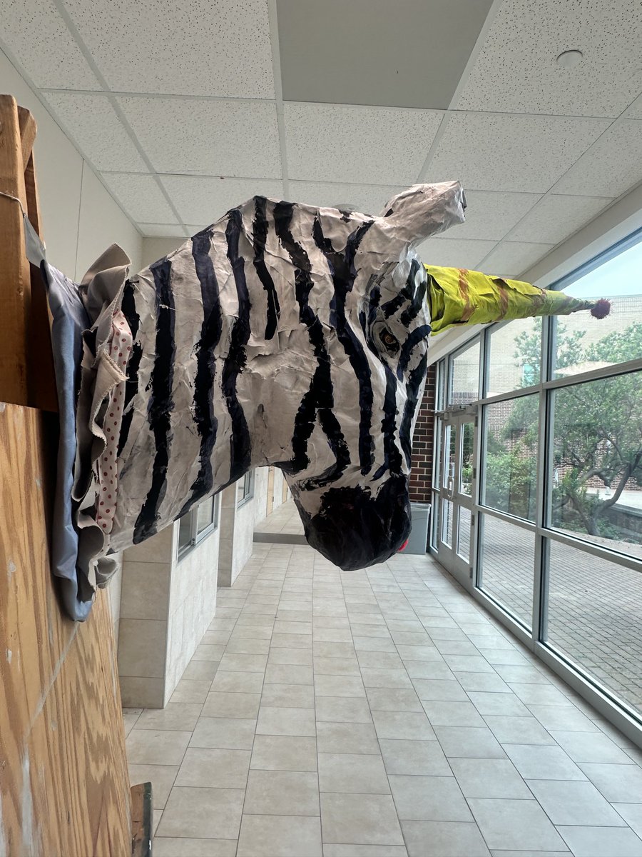 spARTanscreate's tweet photo. Whimsy just got louder.
This wall-mounted Zebra Unicorn showed up wearing a party hat and zero concern for reality. 
Part safari, part fantasy, part birthday chaos.@BurlesonISD @CHSSpartans @BISD_FineArts @TXarted https://t.co/uPFJi8KQMY
