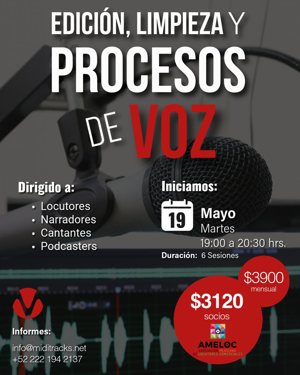 MIDITracksPro's tweet photo. ¿Pasas horas editando ruidos de boca y soplidos en tus audios? 😫🎙️ Hay una forma más rápida y profesional de hacerlo.

Últimos días para inscribirte al curso con Marlon Rosales. ¡Iniciamos este martes 19 de mayo!

https://t.co/UveYGlVSyL
#AudioTips #Locutores #VoiceOver https://t.co/MT2KOlqzls