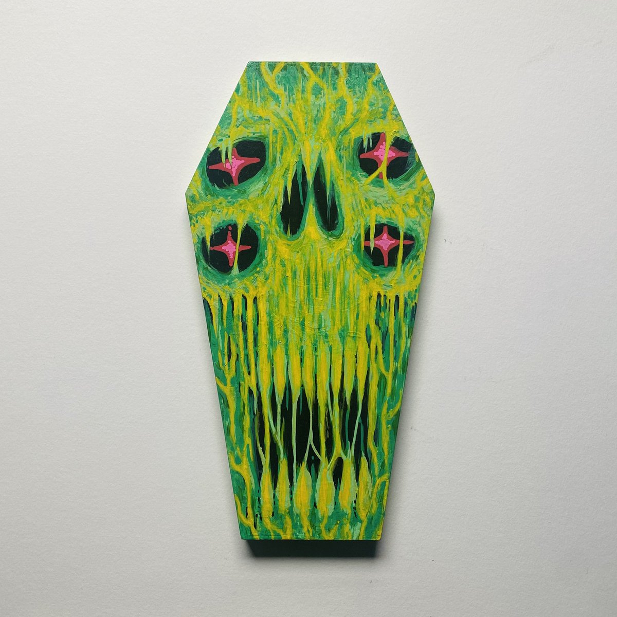 psychedemonic's tweet photo. Three new guys. Acrylic on wood panel. https://t.co/numwsV4cTm