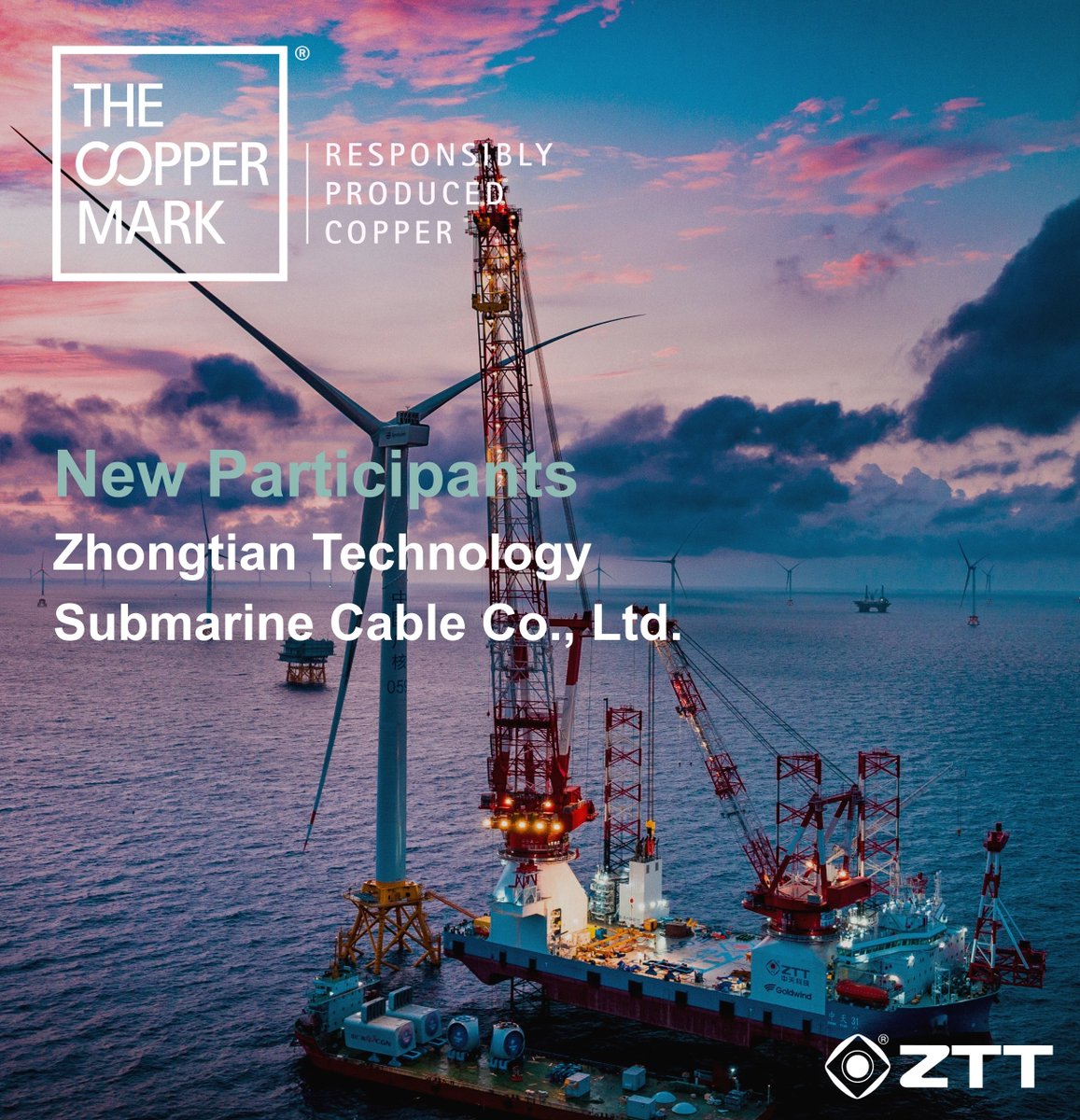 ZTTGroup's tweet photo. We are proud to announce that ZTT Submarine Cable &amp; System has officially joined The Copper Mark, the leading assurance framework for responsible copper production and sourcing. https://t.co/jcd0uguVhl