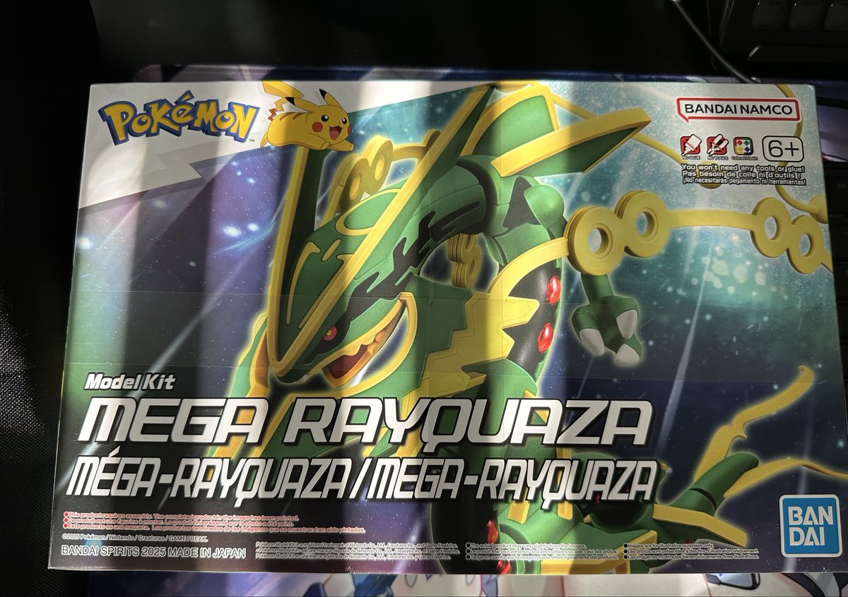 Ozzy_ZeroTwo's tweet photo. My mega rayquaza model kit came in while I was taking a nap, gotta build this soon! https://t.co/whJNKI77Fj