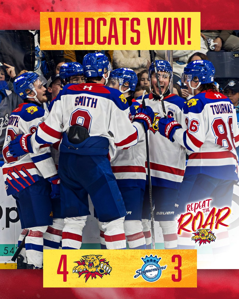monctonwildcats's tweet photo. 🚨 THE CATS COME BACK! 🚨
First Star Smith with 2 goals &amp; an assist. Lounsbury with 2 helpers. Series tied 2-2.
📋 https://t.co/a5EFe1AJas

We'll see you at the Den on Friday for Game 5.
🎟️ https://t.co/GA6tE7Id5i

#RepeatTheRoar
📸 Bruno Girard https://t.co/a4FxRo9uu8