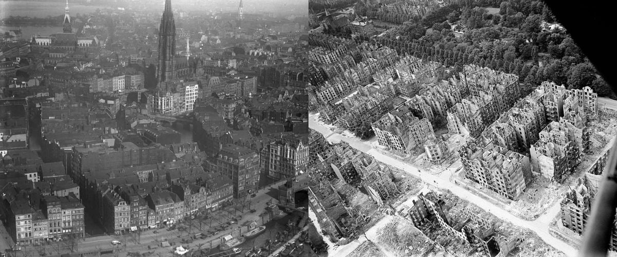 JonathanFox79's tweet photo. @HasanEssam29636 Hamburg in the 1930s vs 1944.  Was it wrong for them to have been decimated? https://t.co/N8v6hbRfYq