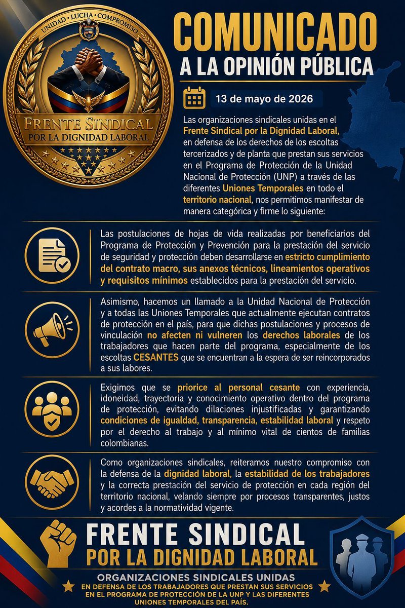 UniprotecNacion's tweet photo. Todos tenemos derecho al trabajo,pero nadie puede pasar por encima de quienes a pulso hemos construido una experiencia en el PPUNP @UNPColombia @DefensoriaCol https://t.co/0msidGudBs