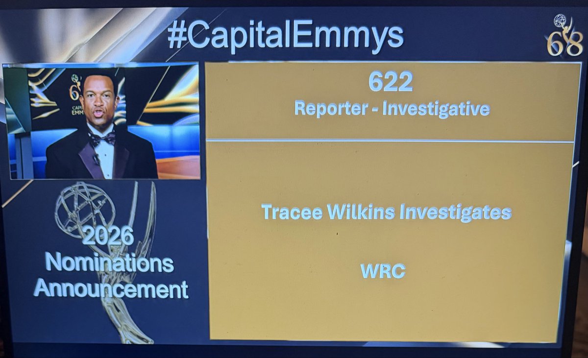 TraceeWilkins's tweet photo. I am incredibly honored to announce 5 Emmy nominations for my investigative reporting with the News4 I-Team and breaking news coverage alongside my News4 family. After an eventful year of news in our region, it is gratifying to have our dedication acknowledged by our peers. https://t.co/HYU8SUJkPI