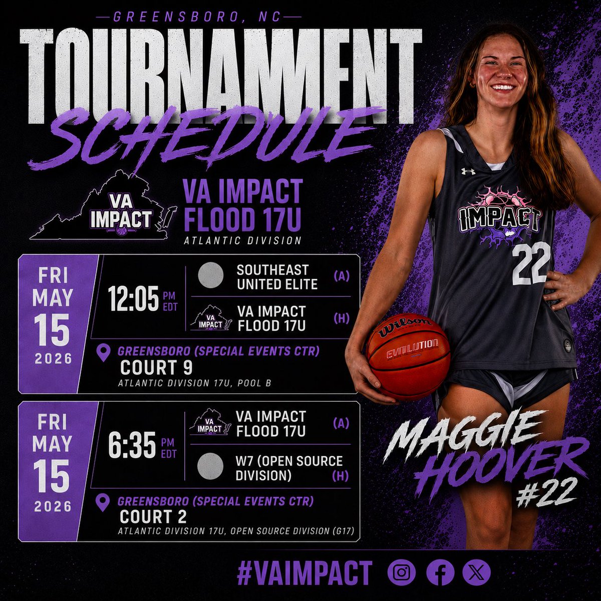 hoover_maggie23's tweet photo. Super excited to play this weekend at Beast of the East in Greensboro, NC!! Be sure to check us out!!!🏀🏀

@va_impact @Assist_U_ https://t.co/nQ4KhfL3Qg