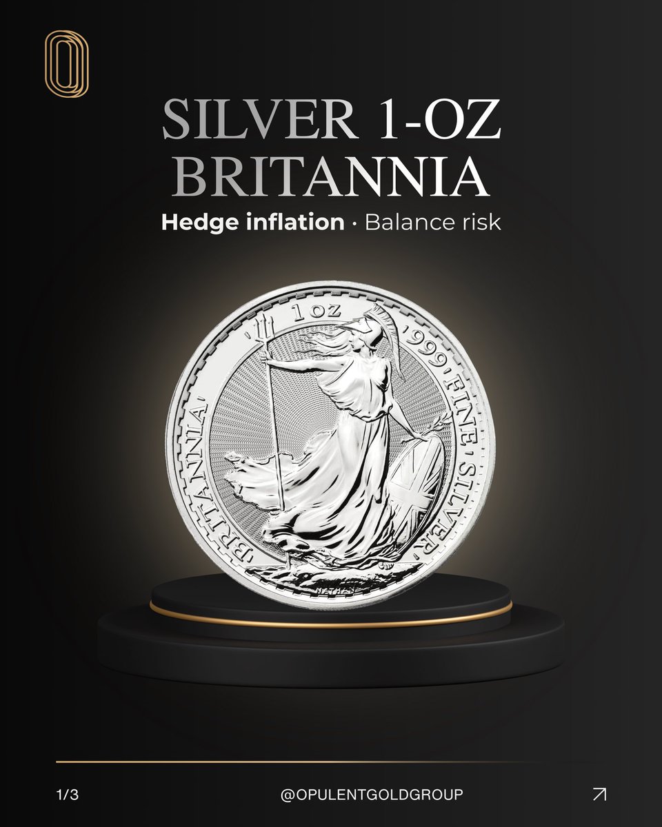 OpulentGoldco's tweet photo. The Britannia 1oz Silver Coin 👑🪙

When investors look for a balance of security, purity, and global recognition…
the Britannia 1oz Silver Coin stands in a class of its own. ✨

#Finance #coin #silver #Investing #retirement #SafeHaven #preciousmetals https://t.co/9eheURORsK