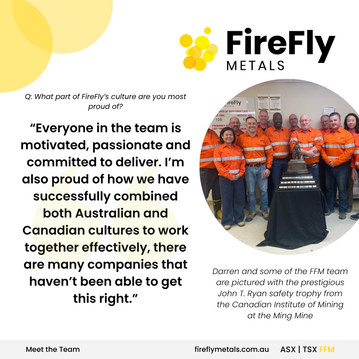 FireFly_Metals's tweet photo. We recently sat down with Darren Cooke, #FireFlyMetals $FFM.TO CEO
Darren has been with #FireFly since February 2021, prior to that he was part of the Northern Star team that purchased the Super Pit, Pogo and merged with Saracen forming a $30B company. Amongst other things, he was involved with discovering millions of ounces of gold across the Kalgoorlie district with Barrick and Northern Star when everyone was overlooking it. ⚒️
FireFly would not be where we are today without Darren and he agrees that Green Bay is something to be proud of. We sat down with Darren to talk all things Green Bay and industry, read our Q&A below⬇️