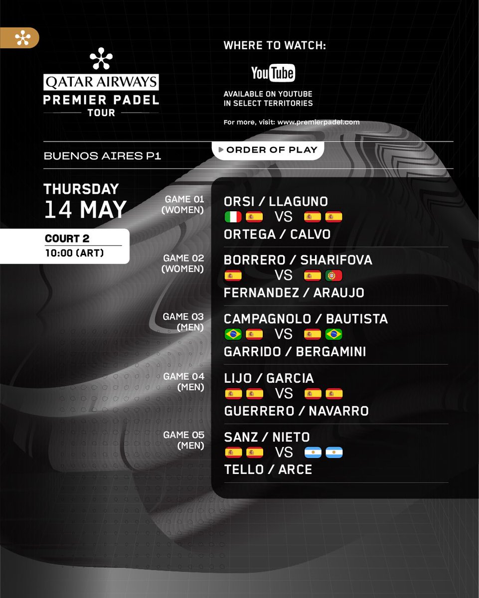 premierpadel's tweet photo. 𝐎𝐍𝐄 𝐌𝐎𝐑𝐄 𝐑𝐎𝐔𝐍𝐃 🔥🔥🔥

🙇‍♀️and female top seeds enter the chat

⏰ Swipe for timezones
📺 Where to watch: https://t.co/DBxy82JRWv 
📊 Livescores &amp; results: https://t.co/VJPbBVAqso 

#PremierPadel #BuenosAiresPremierPadelP1 https://t.co/UZ9i8zzXen