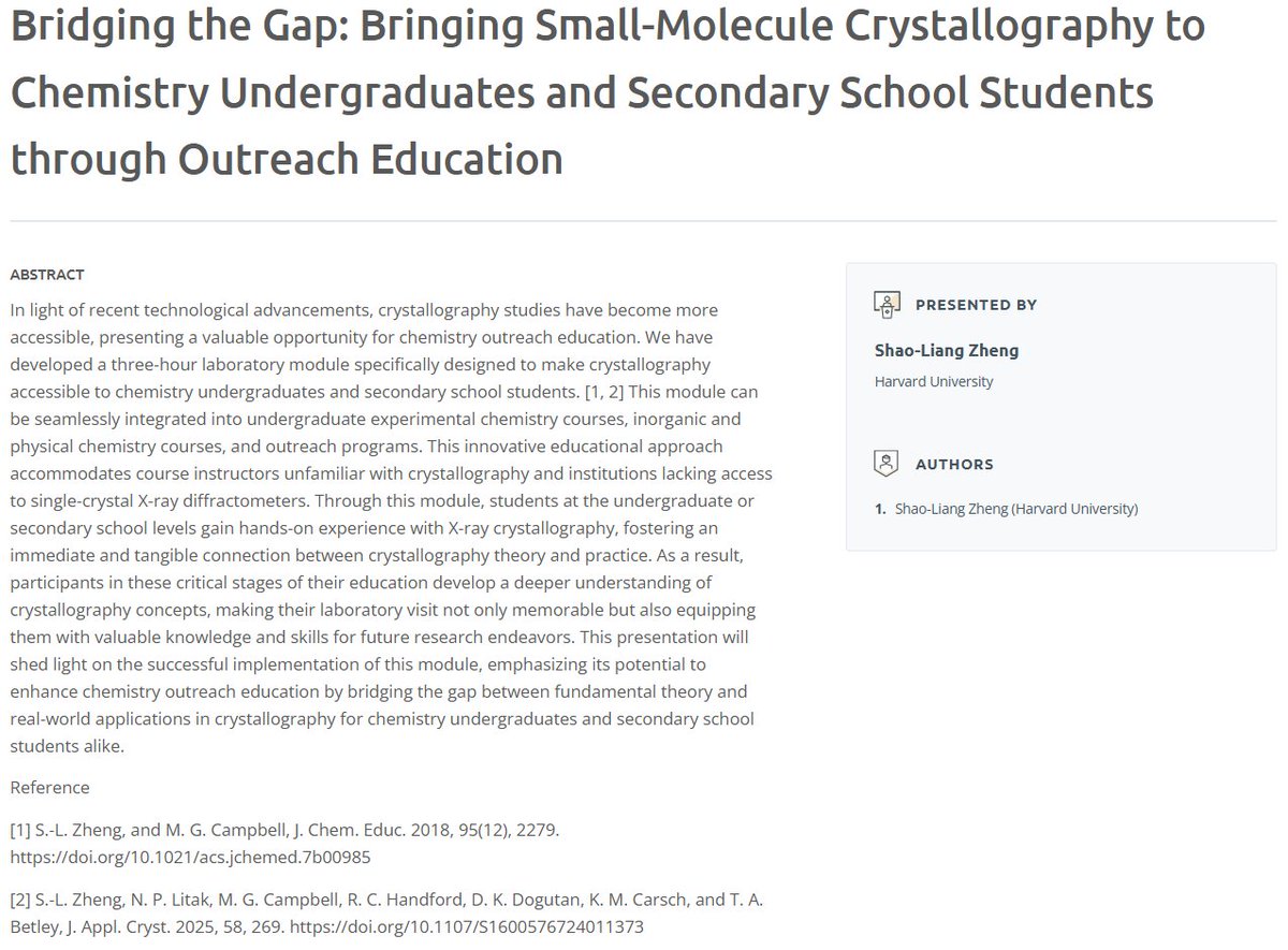 shaoliangzheng's tweet photo. 📢 Excited to share how we’re making #Crystallography @HarvardCCB accessible to #Undergrads &amp; #K12, inspiring the next generation through hands-on #StructuralScience #Education &amp; #Outreach!🔬✨ Grateful for the support  @ACSDivCHED @BCCE2026😀😀@IUCr #STEMTeachers #TeacherPD https://t.co/kO41Shlphe