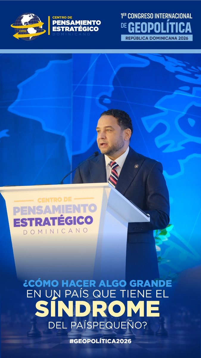 Cepedrd's tweet photo. ¿Cómo hacer algo grande en un país que tiene el síndrome del país pequeño?” 🇩🇴

Esa fue la duda de @manuelcruztv .

#CEPED #ManuelCruz #CongresoDeGeopolítica #Geopolítica2026 #RepúblicaDominicana https://t.co/rCDH5nBwPf
