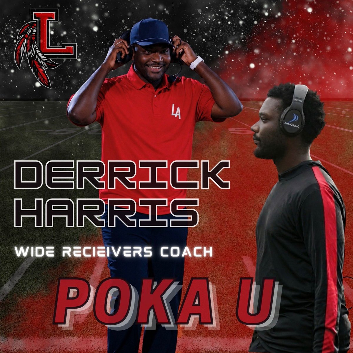 PokaUFootball's tweet photo. Welcome Coach @D_Harris7  to the tribe !!!🍢🔴⚫️🍢 #p
#Planthespear #Pokapride https://t.co/puq8MkxV2z