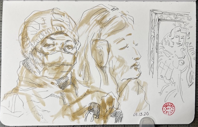 nikiraa's tweet photo. Sketching on a Subway. Went to Manhattan to see Matisse  in Acquavella Gallery. 50 artworks, many from private collections. #sketchbook #ink #pencil #people #artistontwitter https://t.co/gVKgn9olQj