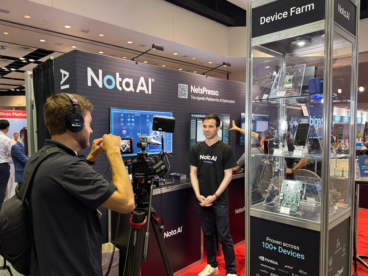 nota_ai's tweet photo. EVS 2026 — it's been a great three days. Thank you, Santa Clara. 🙌

#NVA won the 2026 Edge AI and Vision Product of the Year. Agentic #NetsPresso® drew a crowd. And the demos ran live on real hardware.
Thank you to everyone who stopped by #NotaAI booth. https://t.co/lXgjJxPprh