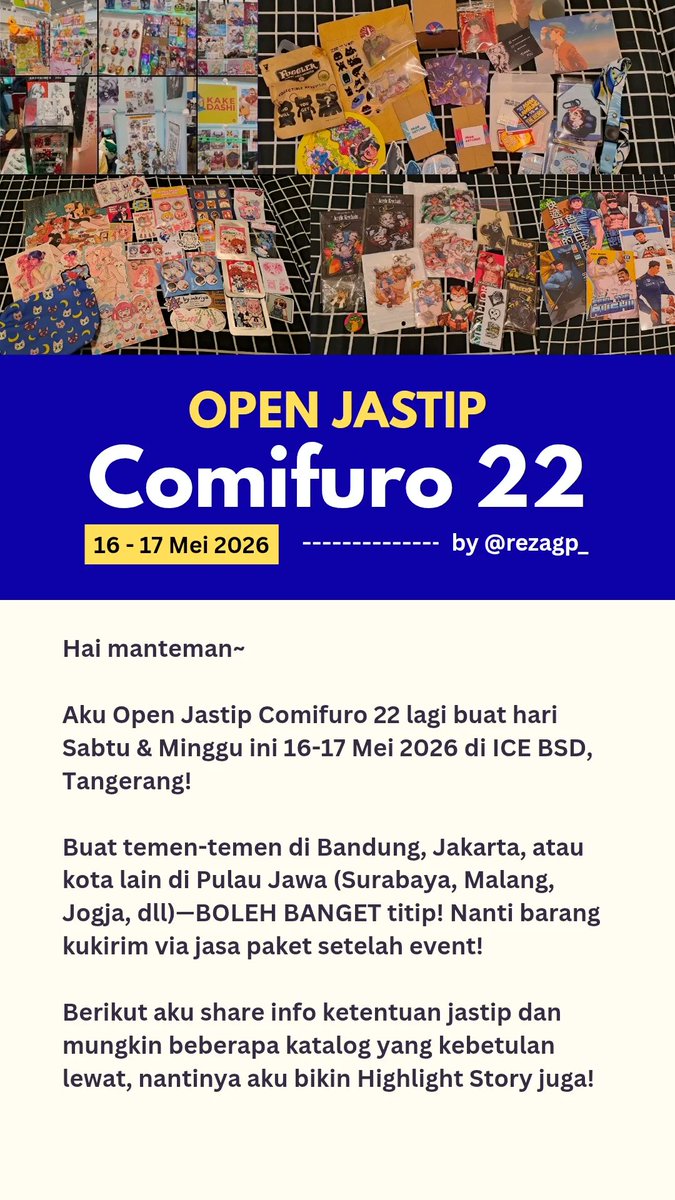 bbangetja's tweet photo. Halo manteman, aku Open Jastip #Comifuro22 ya, berangkat dari Bandung, buat yg diluar kota juga boleh banget kalau mau jastip, infonya aku share di postingan ini ya, sama beberapa katalog yg lewat kuliat aku share di Highlight IG juga

Boleh banget bantu Like, Share, RT 🙏🏻 Thanks https://t.co/w8FO5wuEdm