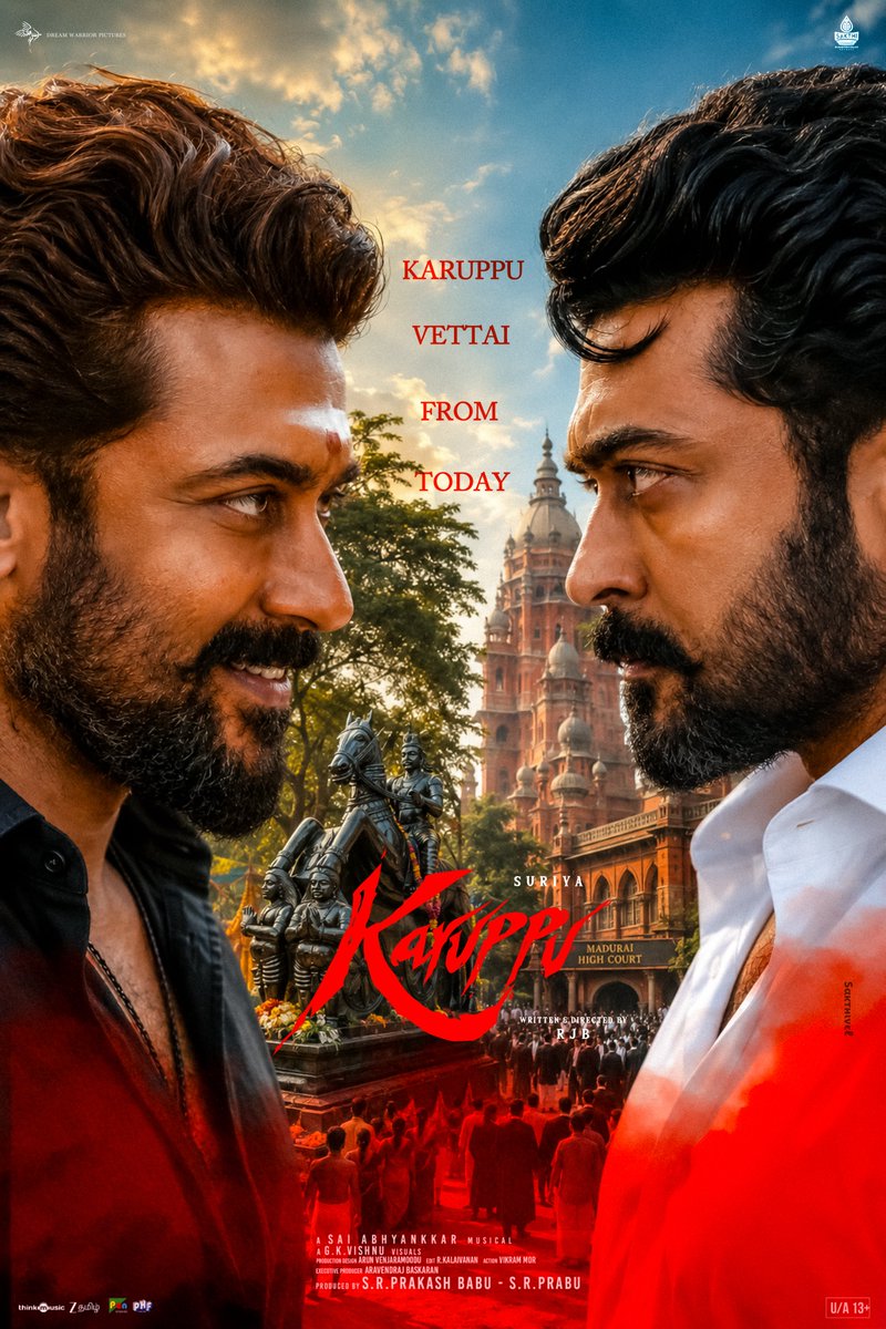 SakthiVelDesign's tweet photo. #Karuppu From Today 🔥🔥

#KaruppuFromToday 

@Suriya_offl @trishtrashers @RJ_Balaji @DreamWarriorpic @SakthiFilmFctry @SaiAbhyankkar https://t.co/E7Pm2U2qvq