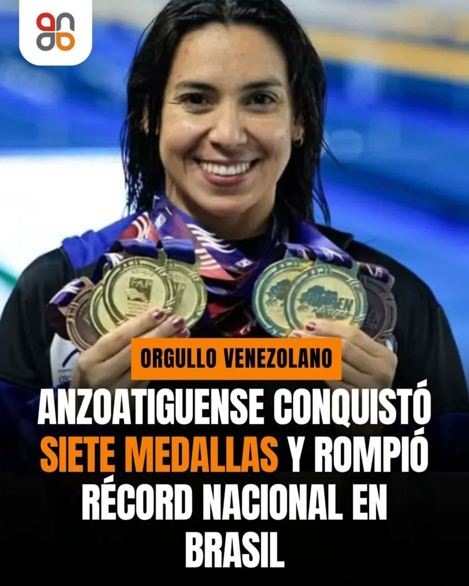 ElaFerris's tweet photo. La nadadora 🏊 venezolana🇻🇪   Mercedes Toledo, completó una actuación histórica en Brasil, al conquistar un total de siete medallas durante su reciente gira competitiva. 
Toledo, durante el Campeonato Paulista 2026, ganó tres medallas doradas en las distancias de 50, 100 y 200 metros pecho, sumando además un bronce en el relevo 4x100 combinados. El momento estelar de la jornada ocurrió en la prueba de los 100 metros pecho, donde Toledo no solo obtuvo el primer lugar, sino que impuso un nuevo récord nacional con un tiempo de 1:09.57, una marca que la consagra como un referente histórico de esta especialidad para Venezuela.