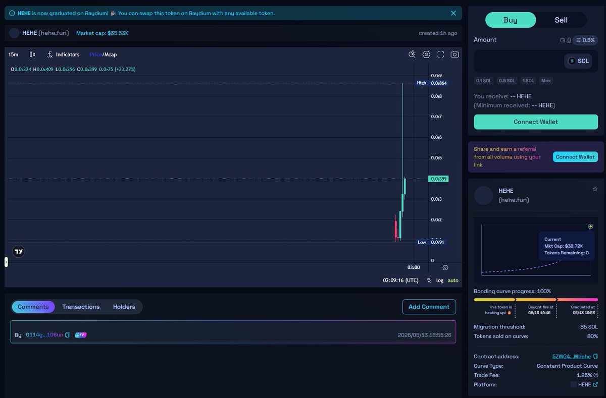 TrenchCooking's tweet photo. Look at bottom right, it says platform is HEHE. This is either the test token or stealth launch of their official coin

5ZWG4GHKdF46pzqdJ3MAHJofVMDUcEeAreDBm2Whehe

https://t.co/rxDFZp4Uzc https://t.co/c24W5VPwzY