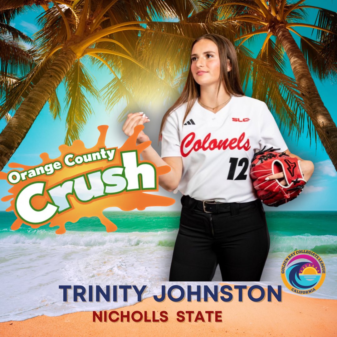 BayCollegiate's tweet photo. Welcome to the 2026 GBCL season & the Orange County Crush, TRINITY JOHNSTON from @nicholls_sb coming to #surfcityusa for the battle of the beach this summerโผ๏ธ๐โโ๏ธ
๐๏ธ: 6/11-7/10๐๏ธ๐โโ๏ธ
๐Huntington Bch, CA
Players Register: โฌ๏ธ๐โโ๏ธ
https://t.co/SRj6DiM6jp
#fastpitchunited #gbcl https://t.co/oigJyGfDky