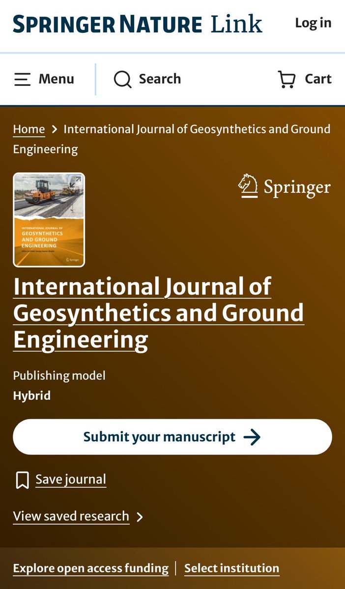 sshukla15's tweet photo. 🔹 New Update of the IGGE Homepage 🔹

https://t.co/D0BWoFgqRp

Students, researchers, engineers, and professionals may have a look at the homepage of the International Journal of Geosynthetics and Ground Engineering (IGGE), a leading research journal established in 2014, with its first issue published in March 2015.

The journal supports sustainable development of ground infrastructure in civil, mining, agriculture, aquaculture, and energy sectors through quality research, innovation, and practical engineering applications. @SpringerGeo @SpringerEdu 

#IGGE #Geosynthetics #GroundEngineering #GeotechnicalEngineering #CivilEngineering #MiningEngineering #Agriculture #Aquaculture #Energy #SustainableInfrastructure #Research #Engineering