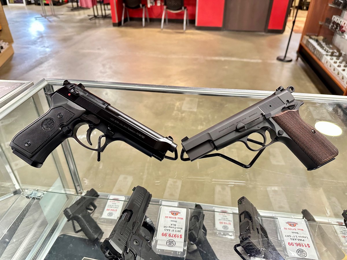 BConeShooting's tweet photo. Beretta 92FS
or
Springfield SA-35
Both 9mm. Both iconic. McClane vs Axel Foley.
What’s your pick? Let us know in the comments
#ThisOrThat #Beretta92FS #SA35 #9mm #BristleconeShooting https://t.co/ap9JJ0MSuw