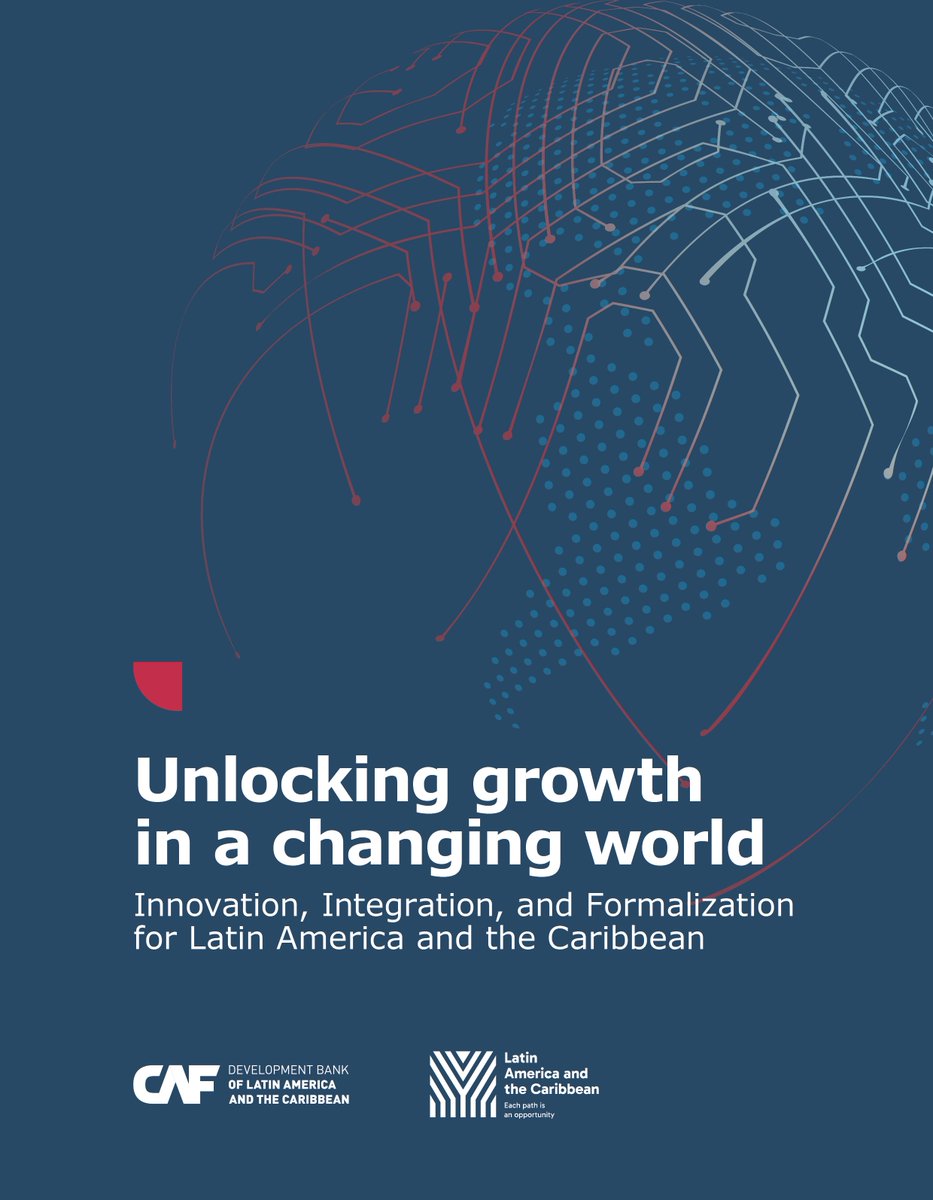 AgendaCAF's tweet photo. 📘🌎 Why has Latin America and the Caribbean struggled to close the productivity gap for decades — and what will it take to unlock sustainable growth?

CAF’s new report, “Unlocking Growth in a Changing World”, explores how innovation, regional integration, and formalization can become the engines of a more competitive, resilient, and inclusive future for the region.

From digital transformation and green transitions to trade, productivity, and global value chains, the report offers key insights on the challenges — and opportunities — shaping the future of development in Latin America and the Caribbean.

A must-read for policymakers, researchers, innovators, and anyone interested in the region’s future.
https://t.co/K7ln2MKNwa