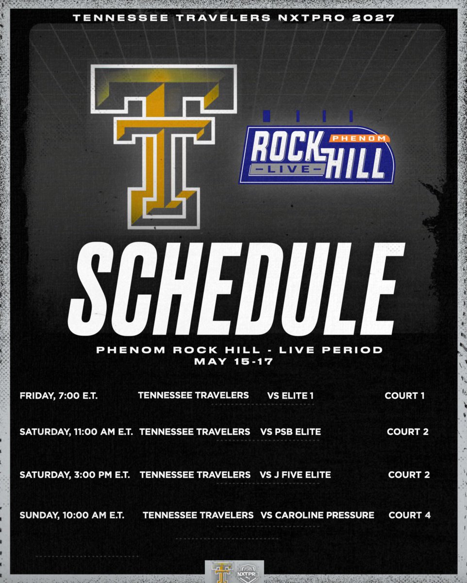 tntravelers2027's tweet photo. The 2027 Tennessee Travelers will be “Live” this weekend in Rock Hill, SC @Phenom_Hoops #PhenomRockHillLive @tntravelers5sp @5StarPreps @PRO16League @Lou_Hoops @andersonnoe_ @ElijahT2027 @brady_harris10 @LincolnTummel @Jamerew22 @dickens13105 @benjaminbarr31 https://t.co/KhOqFwdNNL