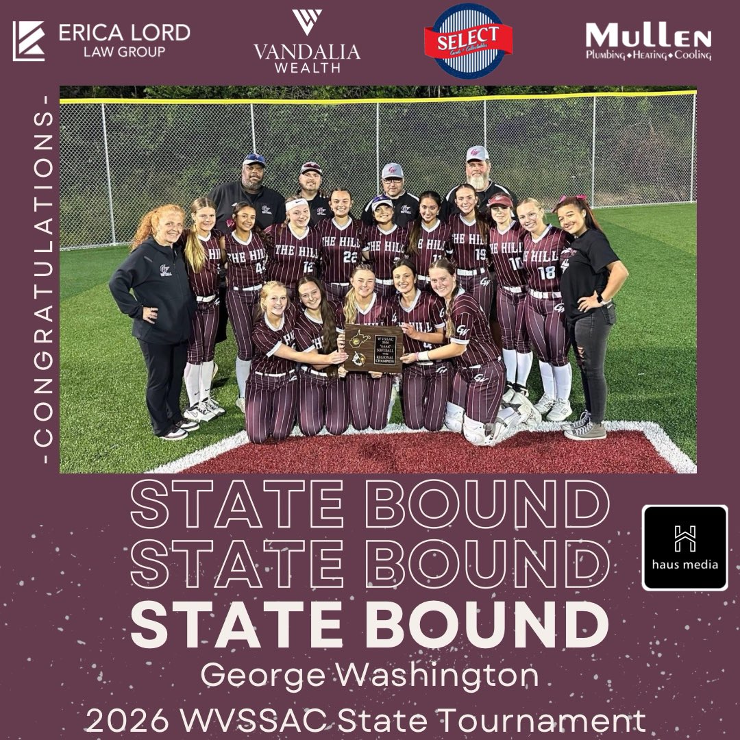 haus_media's tweet photo. Congratulations George Washington Lady Patriots on advancing to the 2026 State Softball Tournament🥎🔥

Sponsored By: @EPllc , Vandalia Wealth , @SelectCandC , Mullen Plumbing &amp; HVAC https://t.co/04WiSRdkCW