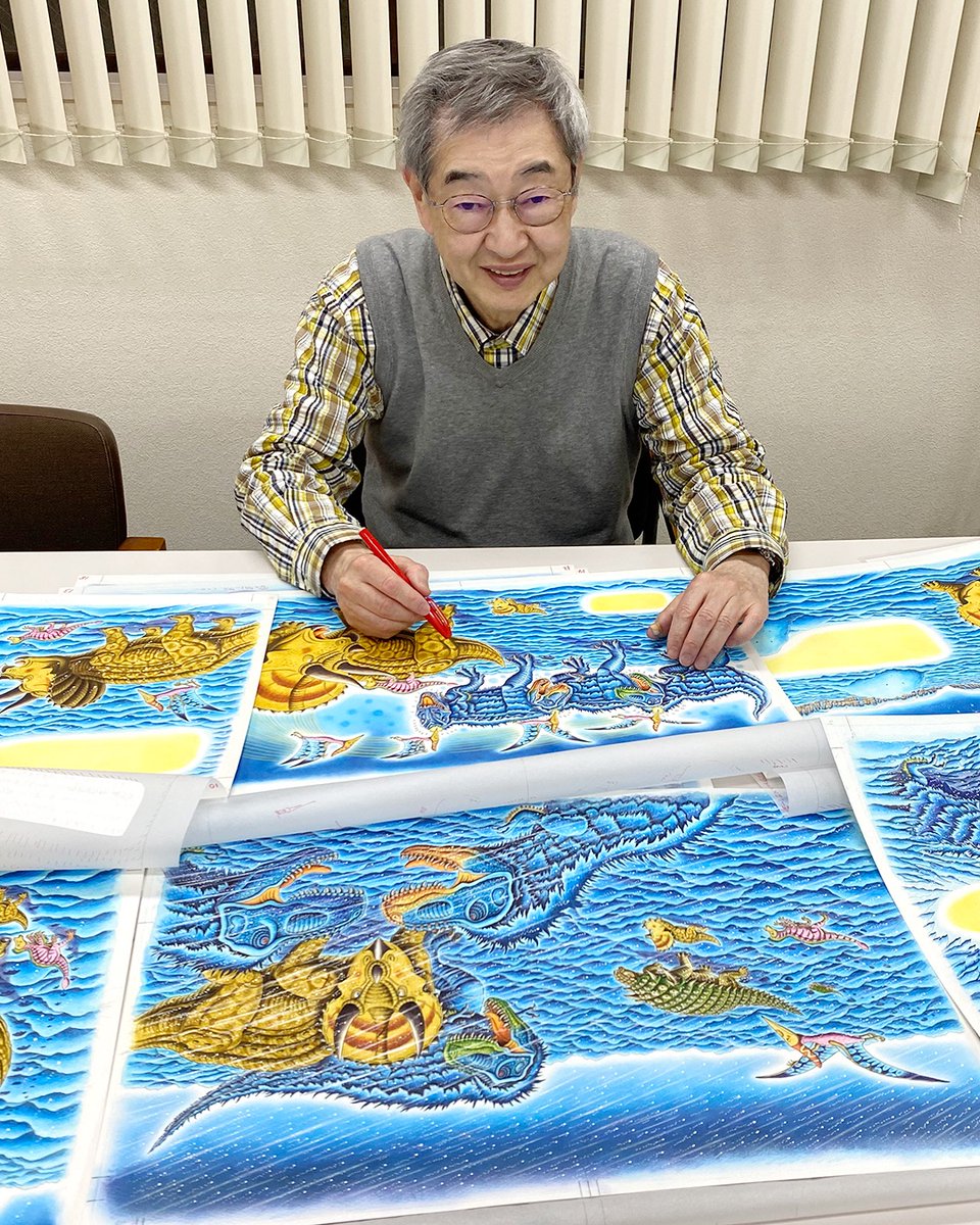 恐竜絵本作家の黒川みつひろさんが来社され、6月刊行予定の『恐竜