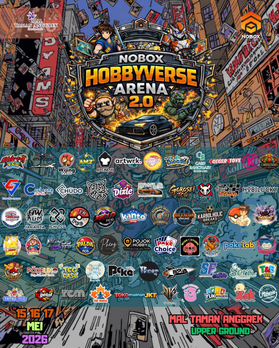 aldebarantcgid's tweet photo. Aldebaran TCG will be participating in NOBOX HOBBYVERSE ARENA 2.0 15-17 Mei 2026 at Mall Taman Anggrek UG Floor, booth number 47. See u tomorrow gussy! 👋😎👍✨

#hobbyevent #TCGIndonesia https://t.co/M0gAl0Rlwj