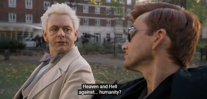 ilove80z's tweet photo. #go3spoilers #goodomens3spoilers 

The way GO3 ended was always on the cards. From the beginning, Humanity was destined to face one final battle against Heaven and Hell, and it did. It was also the only way for Az and Crowley to truly be free. Because of them, Humanity triumphed. https://t.co/7p6Q8HOPZb