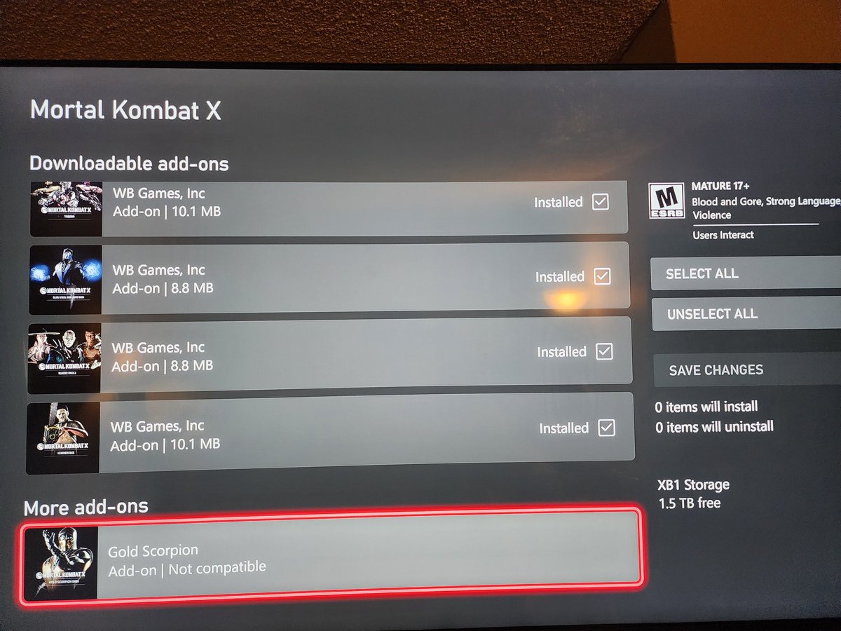 theRJ775's tweet photo. @noobde Why Gold Scorpion is not compatible to install on Xbox? 😭 it's not letting me re-install https://t.co/OVv9vPguNu
