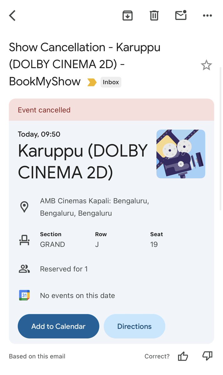 mnjhere's tweet photo. @Aesthetic_lub @KvnProductions You will get the mail soon. 9:50AM show cancelled at AMB cinemas Bangalore. https://t.co/w0z2nBFli1