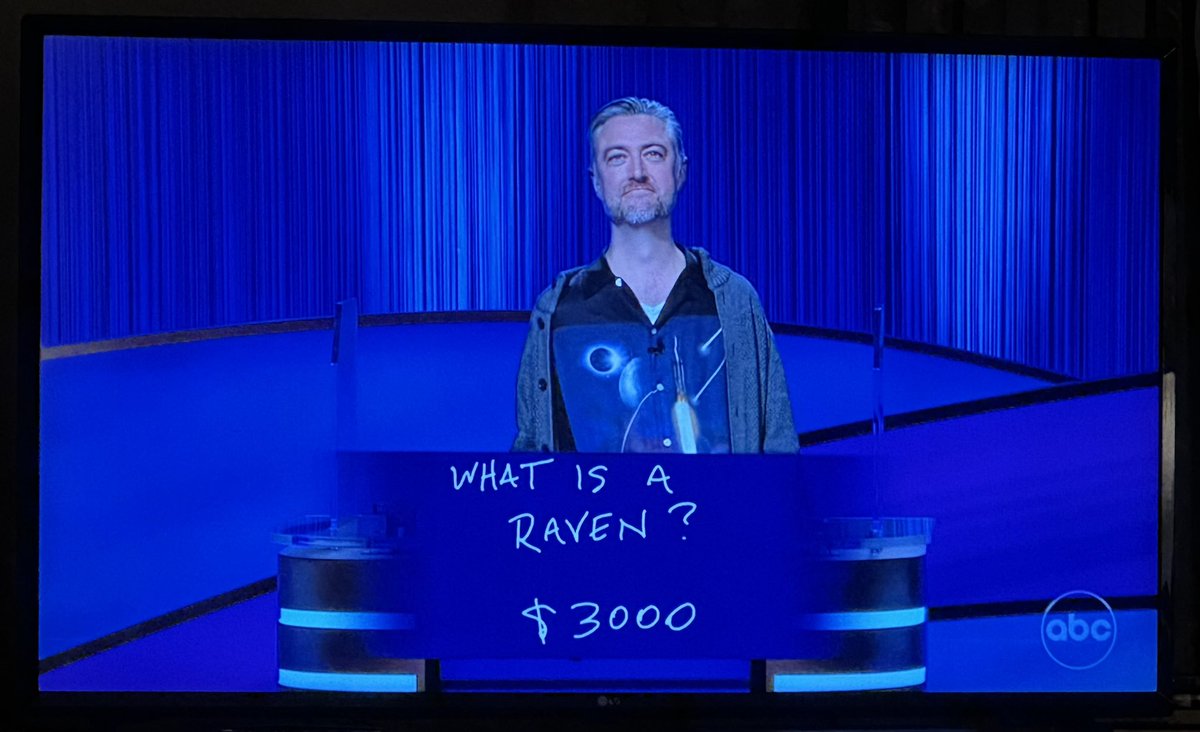 agakos25's tweet photo. “Yes, but how can I have a career as a Poe?” — Kirk Gleason 

Kirk’s wish was fulfilled tonight on Jeopardy 🤣

#seangunn #kirkgleason #celebrityjeopardy #jeopardy #gilmoregirls #kirksjobs #ataleofpoesandfire https://t.co/Zx57Y0KdEx