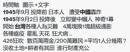 DihySong's tweet photo. @JEAN84812676 以台灣角度來看https://t.co/QvMtc2IIrB
1931年:日本向中華民國開戰
1938年2月23日由中國漢口起飛*#轟炸日治下的臺北 . 
1939年:二戰爆發 1941年:中華民國再次向日本宣戰
1945年:二戰終戰 1949年:中華人民共和國成立，美國幫助中國國民黨逃難至台灣。
1945-49年:屠殺台灣人，台灣淪陷。 https://t.co/YbAvZ95bDd